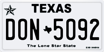 TX license plate DON5092