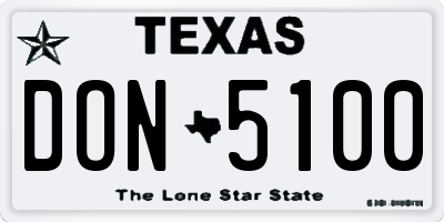 TX license plate DON5100