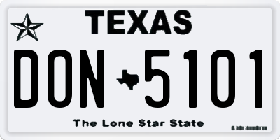TX license plate DON5101