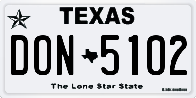 TX license plate DON5102