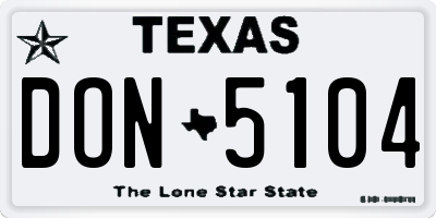 TX license plate DON5104