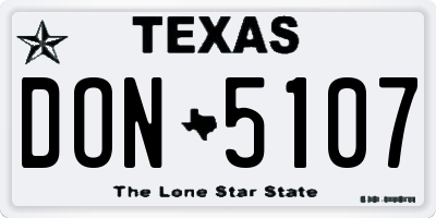 TX license plate DON5107