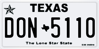 TX license plate DON5110
