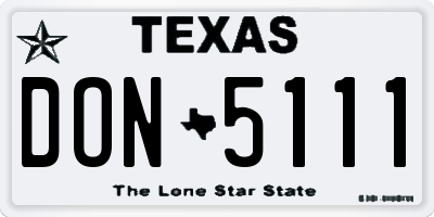 TX license plate DON5111