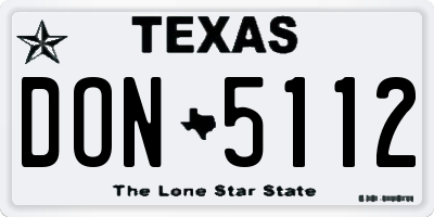 TX license plate DON5112