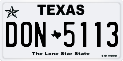 TX license plate DON5113