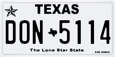 TX license plate DON5114