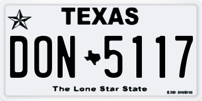 TX license plate DON5117