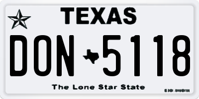 TX license plate DON5118