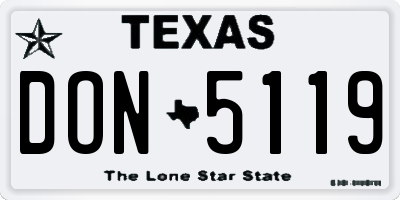 TX license plate DON5119