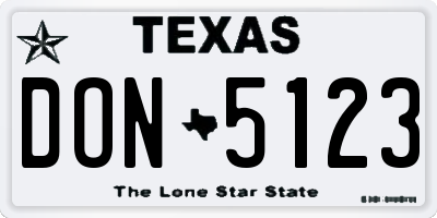 TX license plate DON5123