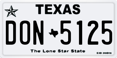 TX license plate DON5125