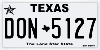TX license plate DON5127