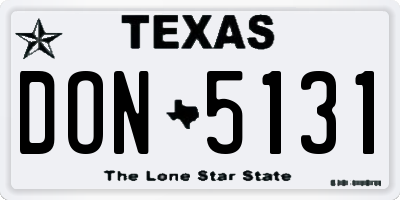TX license plate DON5131