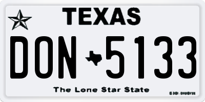 TX license plate DON5133
