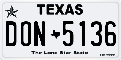 TX license plate DON5136