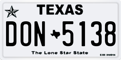 TX license plate DON5138