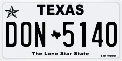 TX license plate DON5140