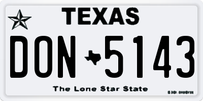 TX license plate DON5143