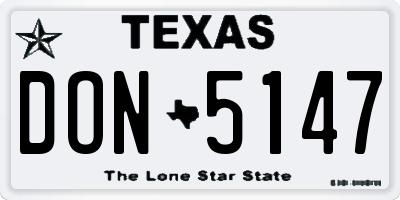 TX license plate DON5147