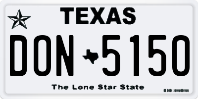 TX license plate DON5150