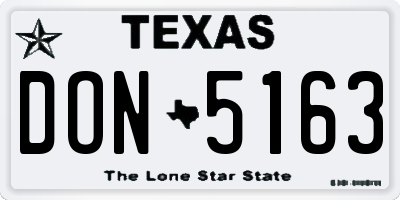 TX license plate DON5163