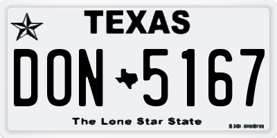 TX license plate DON5167