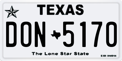 TX license plate DON5170