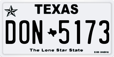 TX license plate DON5173