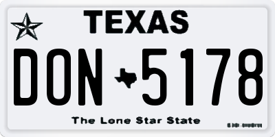TX license plate DON5178