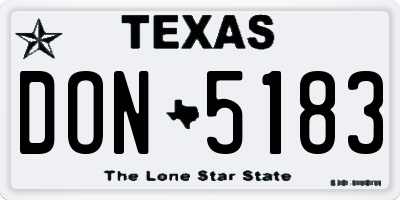 TX license plate DON5183