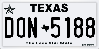 TX license plate DON5188