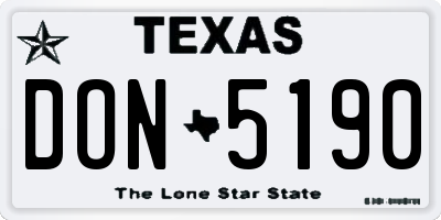 TX license plate DON5190