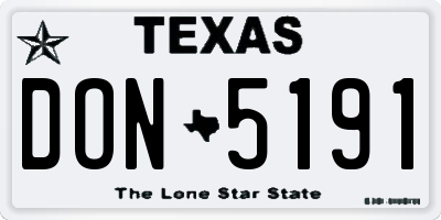 TX license plate DON5191