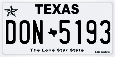 TX license plate DON5193