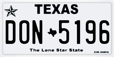 TX license plate DON5196