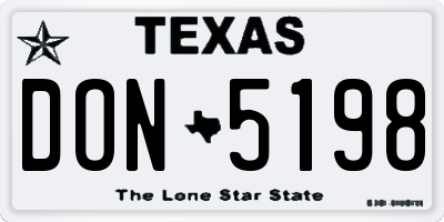 TX license plate DON5198