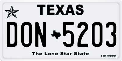 TX license plate DON5203