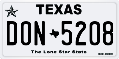 TX license plate DON5208