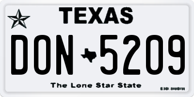 TX license plate DON5209