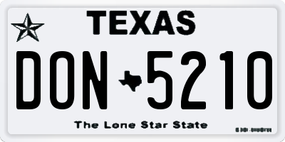 TX license plate DON5210