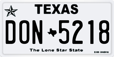 TX license plate DON5218