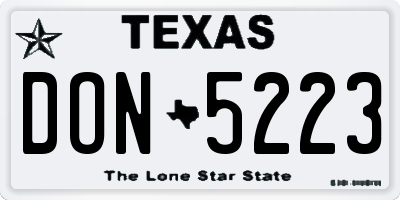 TX license plate DON5223