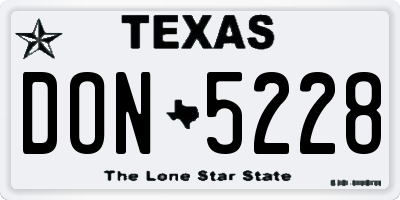 TX license plate DON5228