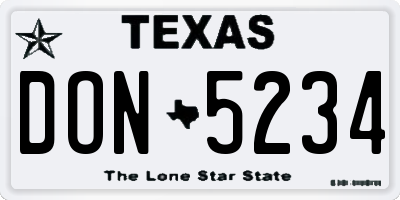 TX license plate DON5234