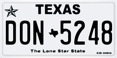 TX license plate DON5248
