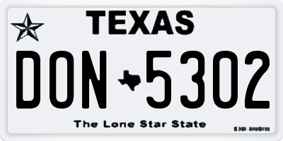 TX license plate DON5302