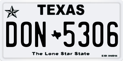 TX license plate DON5306