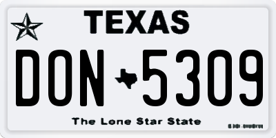 TX license plate DON5309