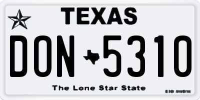 TX license plate DON5310